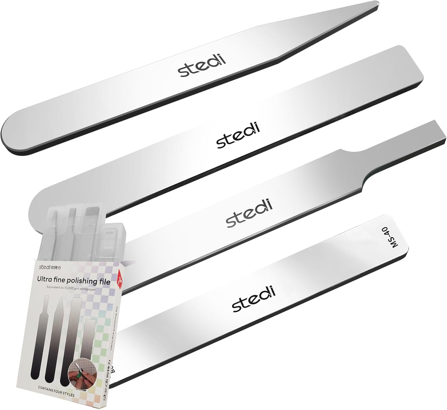 Hobby Model Polishing Tools 4 PCS, Ultimate Precision Files #10000 Grit Glass Mirror Grinding Tools for Plastic Gundam Models, Wood, Resin-Base Parts.