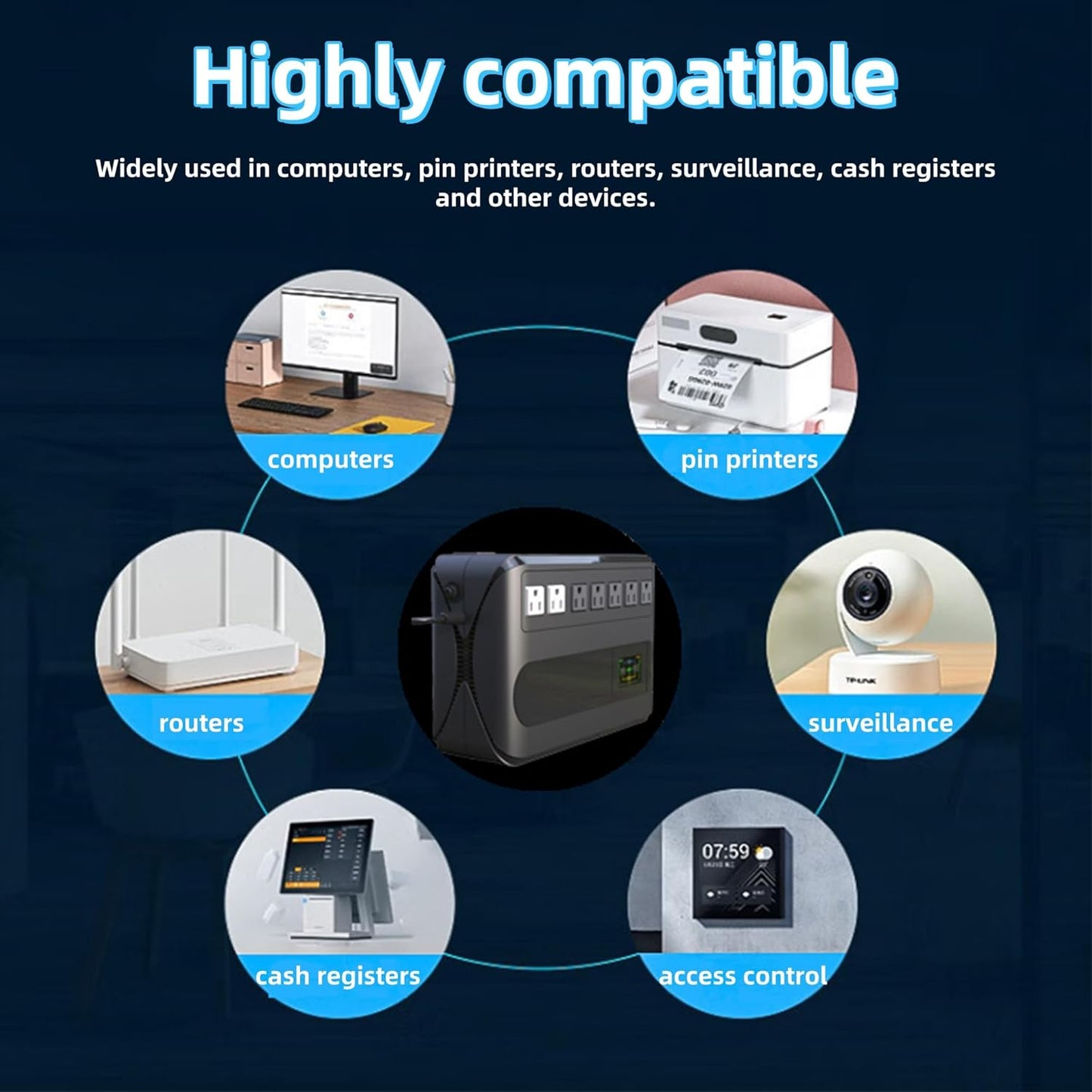 UPS 360W Uninterruptible Power Supply Offline Back UPS Battery Backup Intelligent LCD Battery Backup and Surge Protector Battery Backup for Computer 600VA/360W GF600