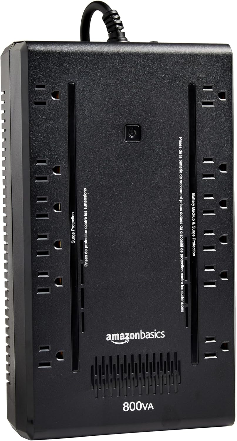 UPS Battery Backup & Surge Protector 800VA/450W, 12 Outlets, Standby Uninterruptible Power Supply, for Power Outage Protection, Compact, Black
