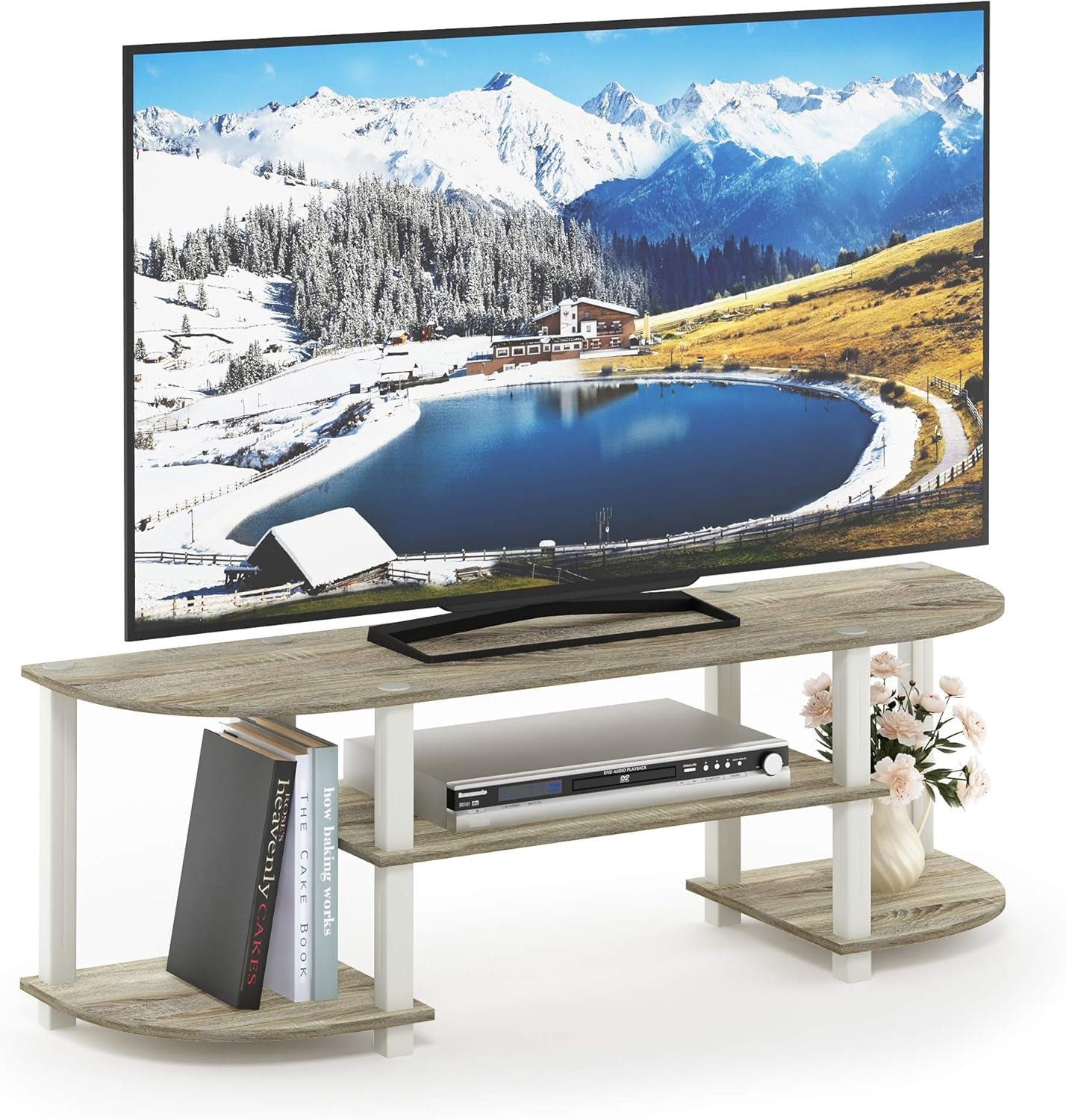 Turn-S-Tube Wide TV Entertainment Center, Sonoma Oak/White, 47. 25X13. 4X15. 9