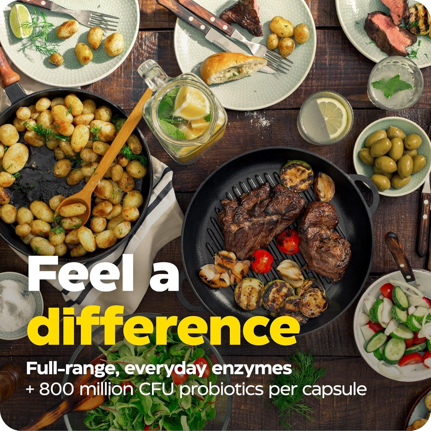 , Digest Complete + Probiotics, Gentle Digestive Enzymes with 400 Million CFU Active Cultures per Capsule, 30 Capsules