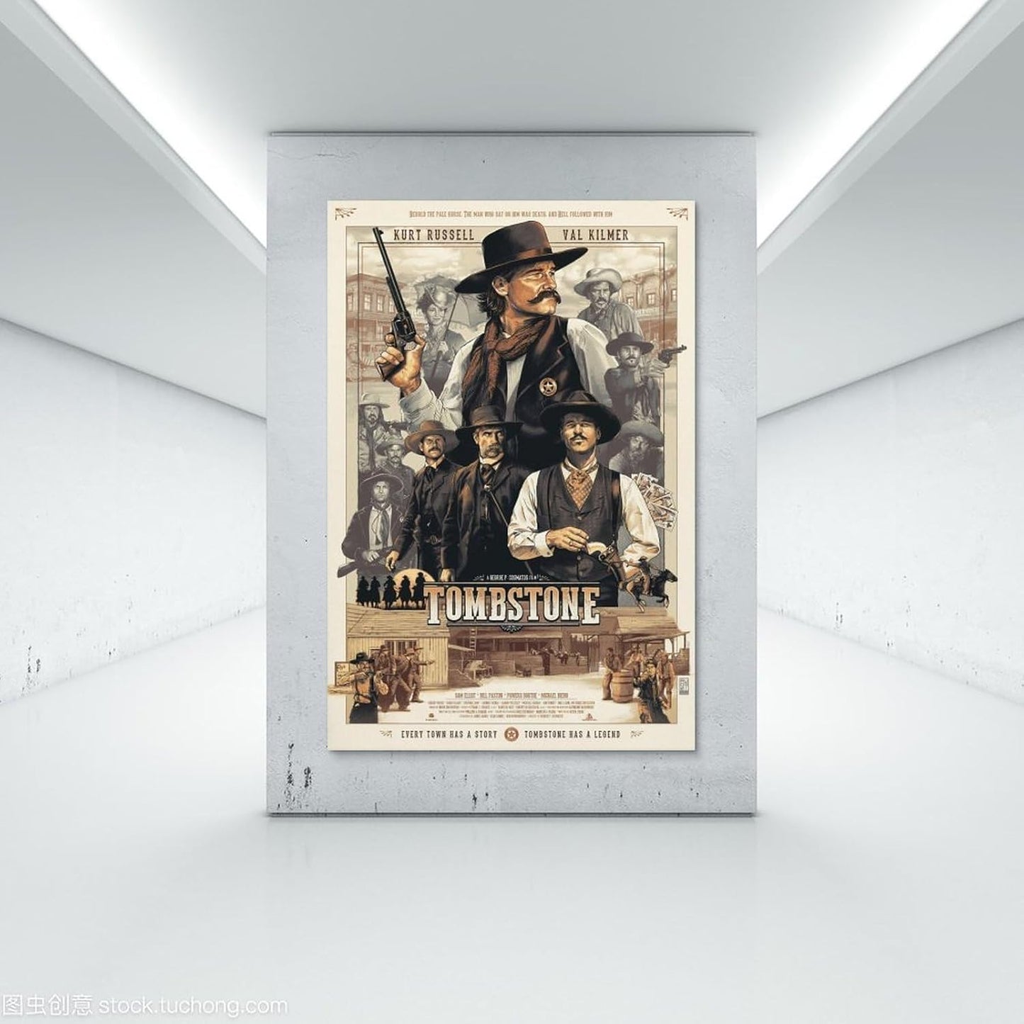 Tombstone Movie Poster Poster Frame Hanger Scroll Posters Canvas Decorative Hanging Painting Wall Art Decor Room 24X36Inch(60X90Cm)