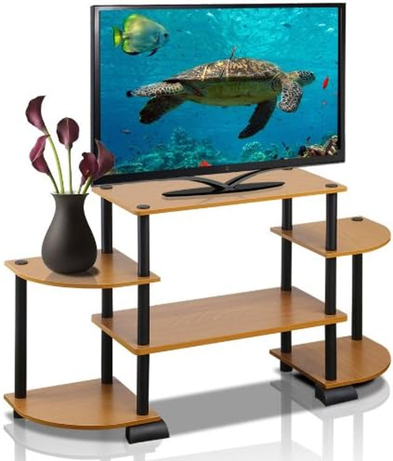 Turn-N-Tube Rounded Corner TV Entertainment Center, Espresso/Black