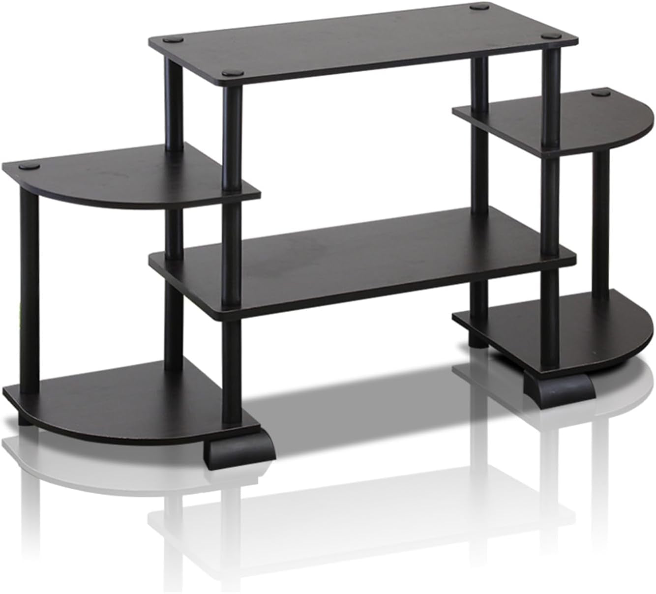 Turn-N-Tube Rounded Corner TV Entertainment Center, Espresso/Black
