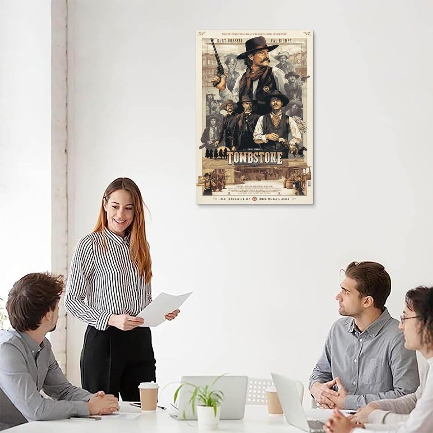 Tombstone Movie Poster Poster Frame Hanger Scroll Posters Canvas Decorative Hanging Painting Wall Art Decor Room 24X36Inch(60X90Cm)