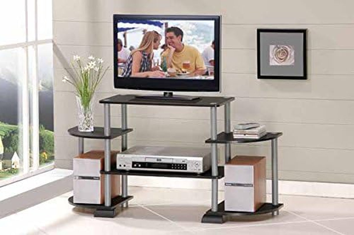 Turn-N-Tube Rounded Corner TV Entertainment Center, Espresso/Black