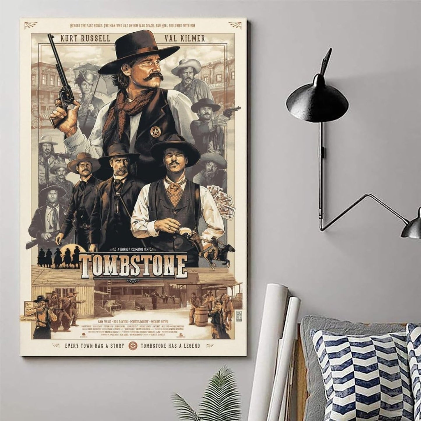 Tombstone Movie Poster Poster Frame Hanger Scroll Posters Canvas Decorative Hanging Painting Wall Art Decor Room 24X36Inch(60X90Cm)