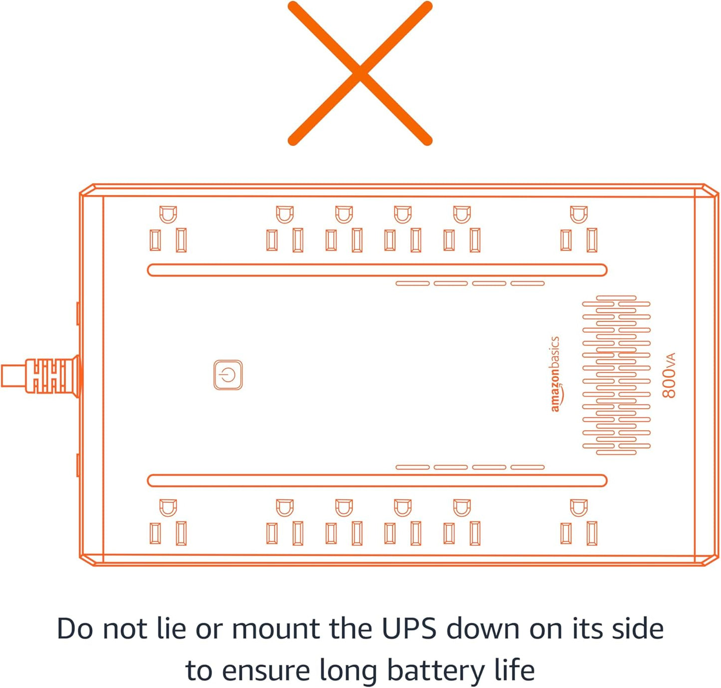 UPS Battery Backup & Surge Protector 800VA/450W, 12 Outlets, Standby Uninterruptible Power Supply, for Power Outage Protection, Compact, Black