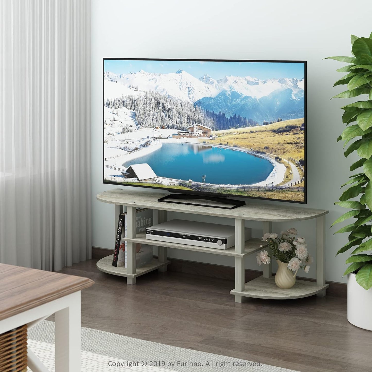 Turn-S-Tube Wide TV Entertainment Center, Sonoma Oak/White, 47. 25X13. 4X15. 9