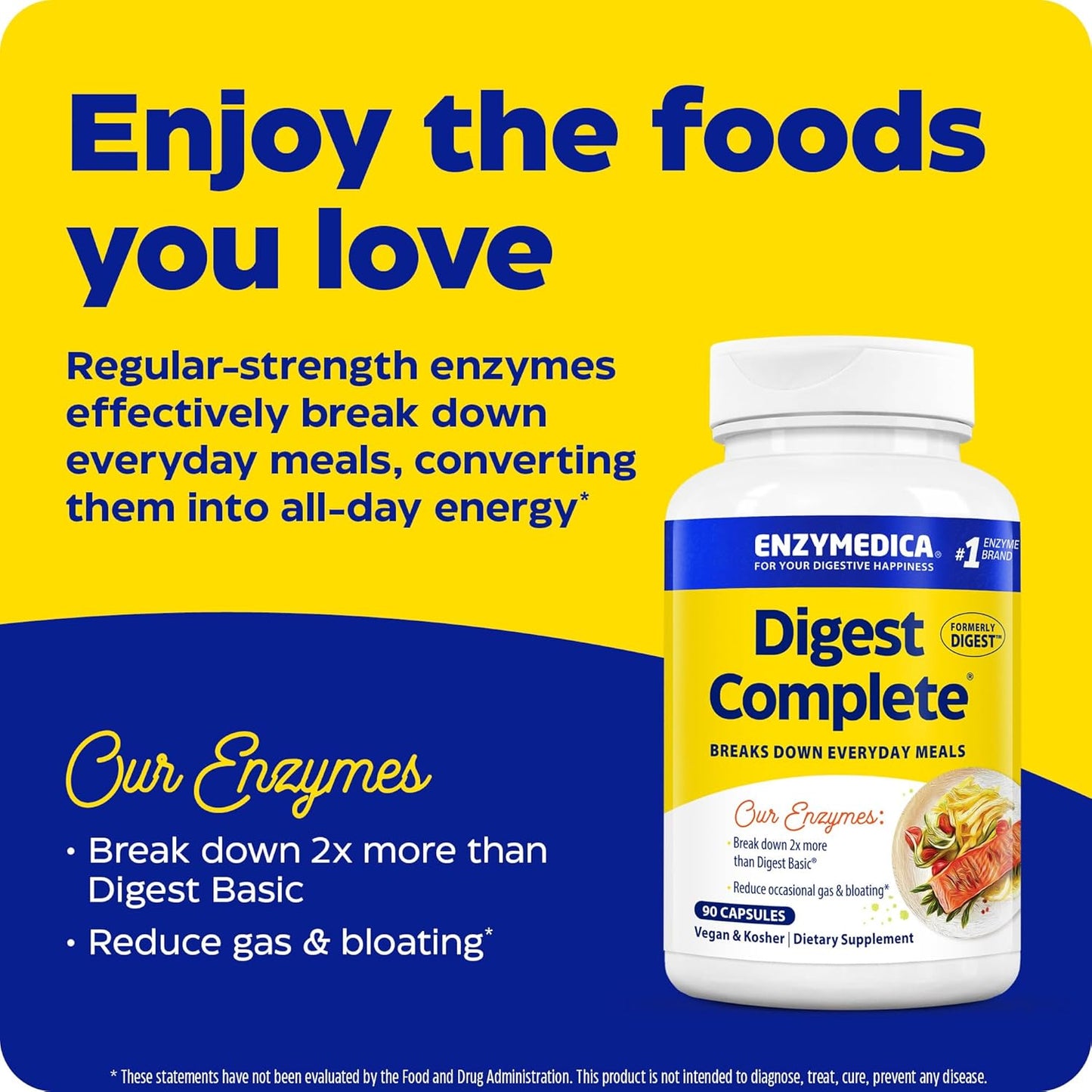 Digest, Full-Range, Everyday Digestive Enzymes, Offers Fast-Acting Gas & Bloating Relief, 90 Count