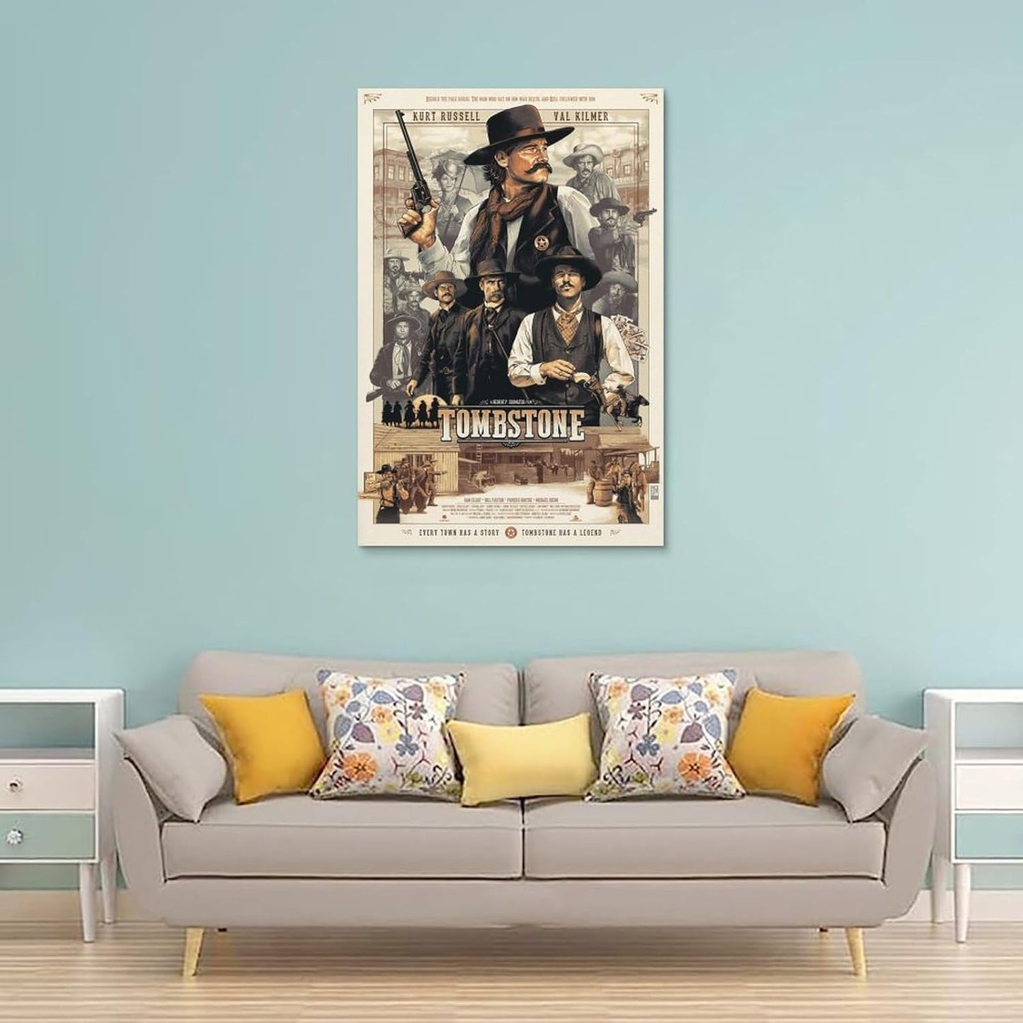 Tombstone Movie Poster Poster Frame Hanger Scroll Posters Canvas Decorative Hanging Painting Wall Art Decor Room 24X36Inch(60X90Cm)