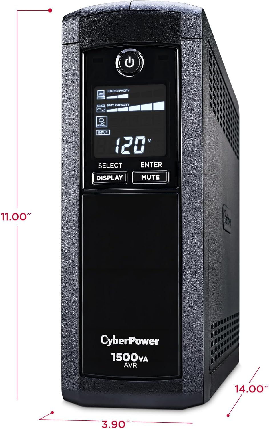 CP1500AVRLCDTAA Intelligent LCD UPS Battery Backup and Surge Protector, 1500VA, 900W, 12 Outlets, AVR, Mini Tower, TAA Certified, UL Certified