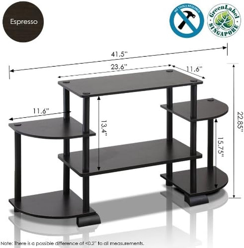 Turn-N-Tube Rounded Corner TV Entertainment Center, Espresso/Black