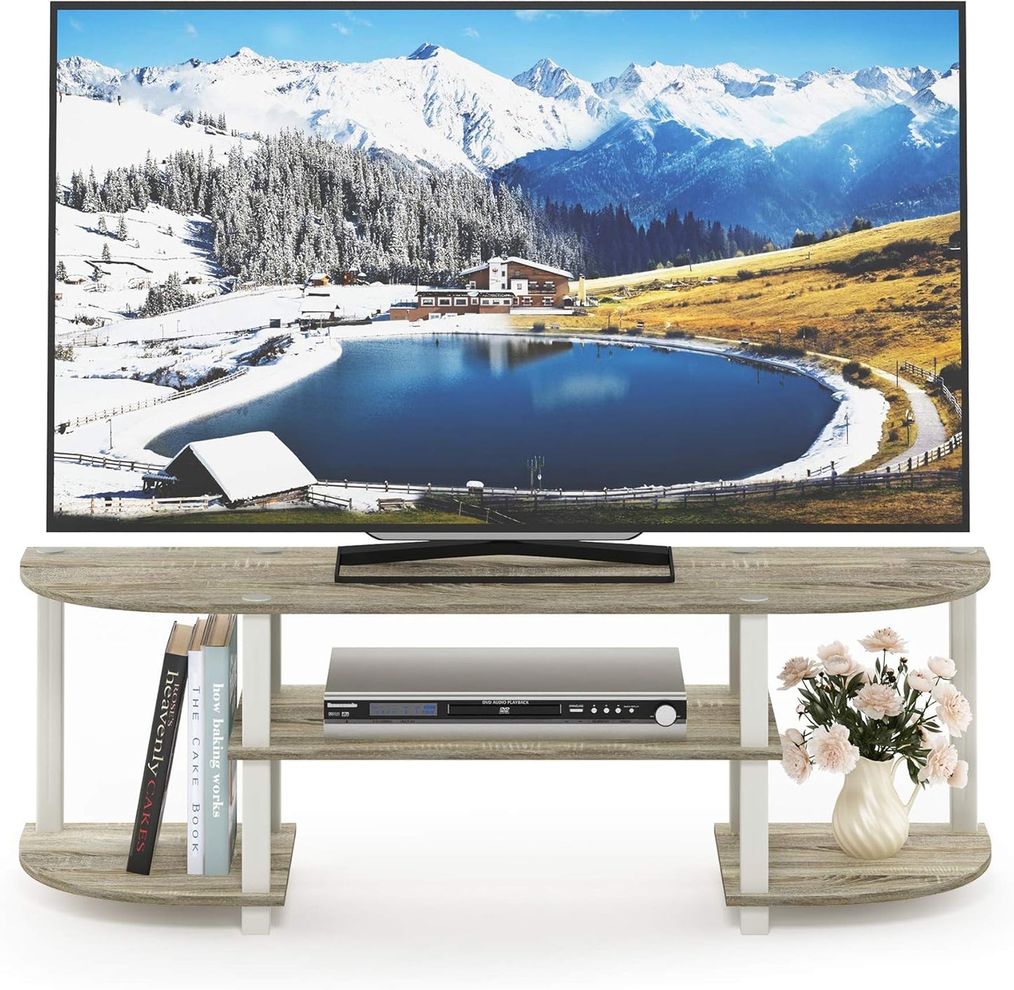 Turn-S-Tube Wide TV Entertainment Center, Sonoma Oak/White, 47. 25X13. 4X15. 9