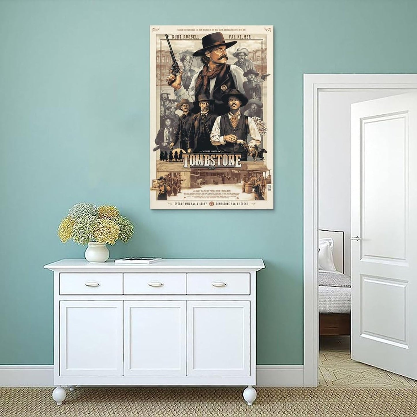 Tombstone Movie Poster Poster Frame Hanger Scroll Posters Canvas Decorative Hanging Painting Wall Art Decor Room 24X36Inch(60X90Cm)