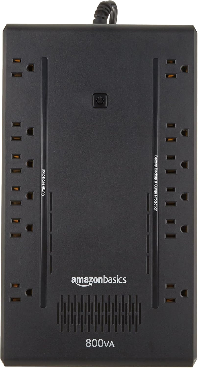 UPS Battery Backup & Surge Protector 800VA/450W, 12 Outlets, Standby Uninterruptible Power Supply, for Power Outage Protection, Compact, Black
