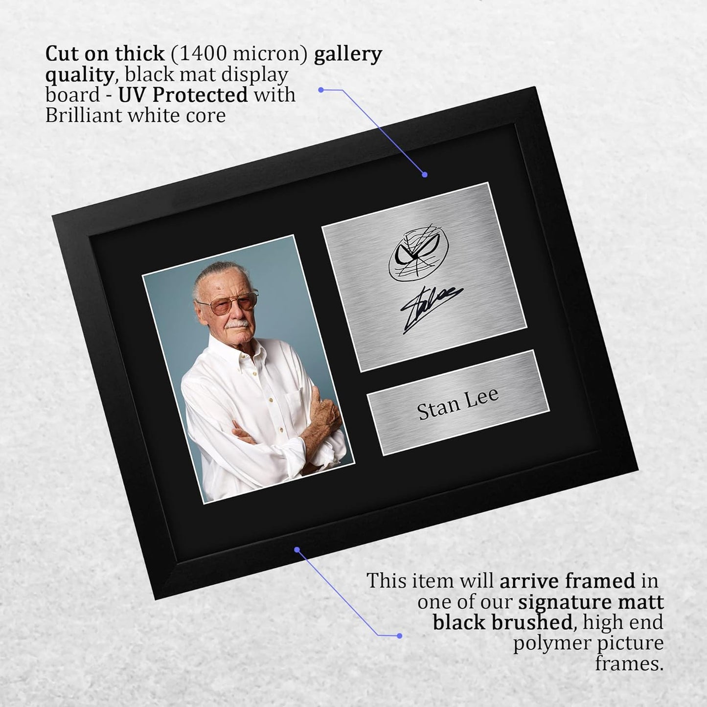 Stan Lee Marvel Gifts USL Framed Signed Printed Autograph Picture for TV Show Fans - US Letter Size