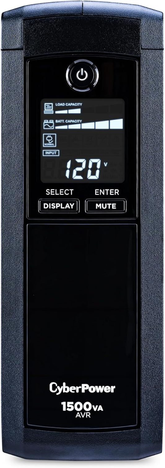 CP1500AVRLCDTAA Intelligent LCD UPS Battery Backup and Surge Protector, 1500VA, 900W, 12 Outlets, AVR, Mini Tower, TAA Certified, UL Certified