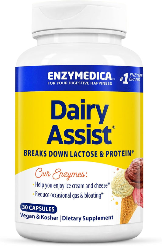 , Dairyassist, Digestive Enzymes for Complete Dairy Digestion & Lactose Intolerance, 30 Count