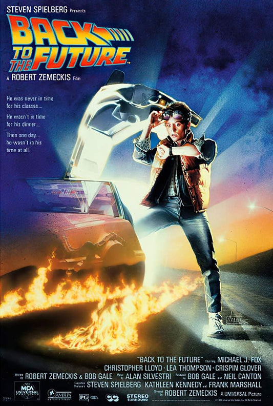 Back to the Future - Movie Poster (Regular Style - Michael J. Fox Looking at Watch & Delorean) (Size: 27" X 40") (Clear Poster Hanger)