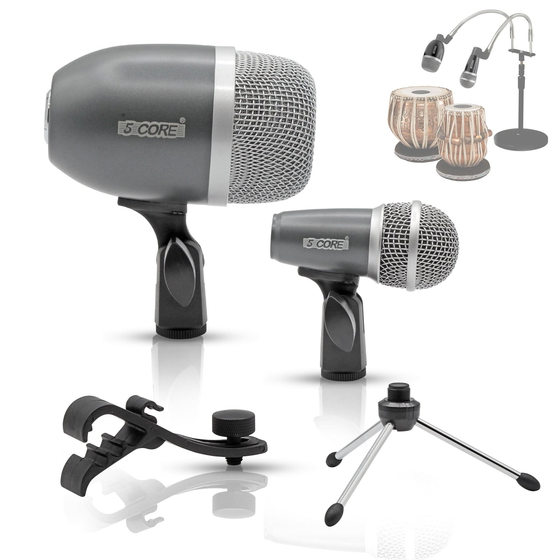 5 Core Tabla Mic Indian Instrument Microphone Set for Bayan Dayan Dholak Mic for Studio Stage Temple-0